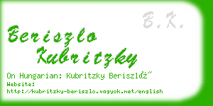 beriszlo kubritzky business card